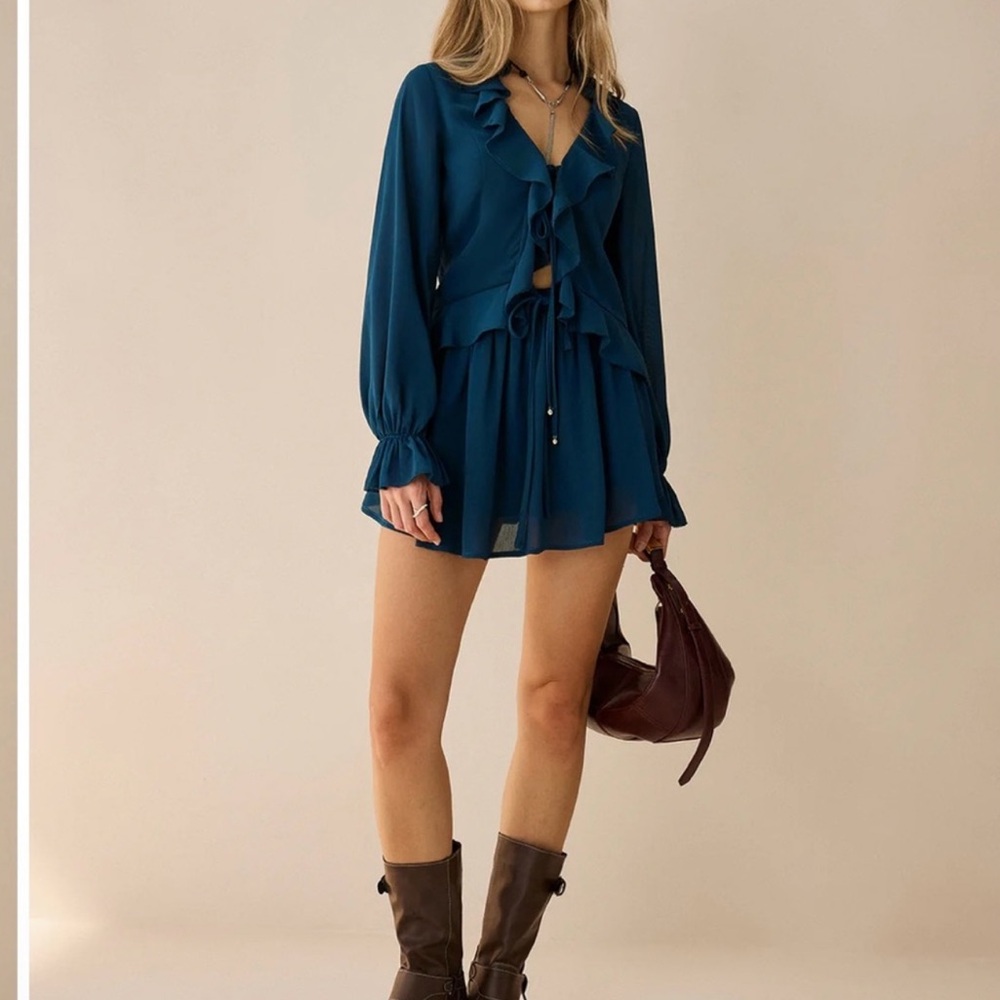 Commense Teal Ruffled Skort Set - Picture 2 of 10